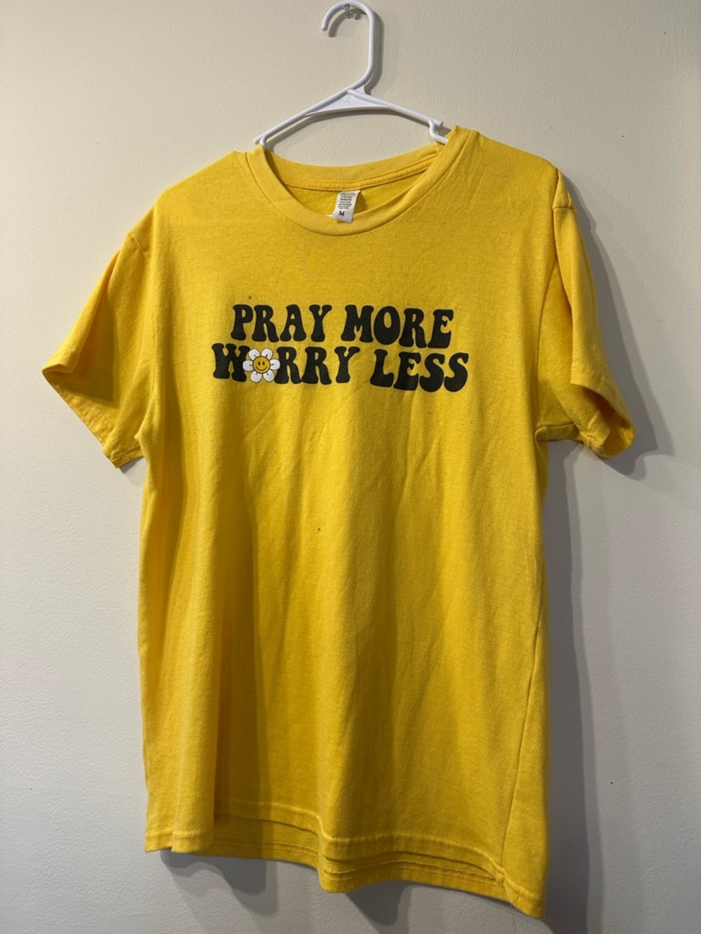 Pray More Worry Less Yellow Graphic Tee